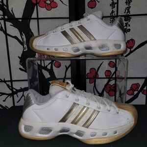 Adidas Pro Model (Custom) White and Gold Athletic Sneakers